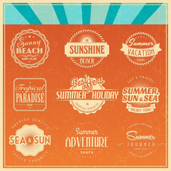 Summer holiday beach party travel design logo set