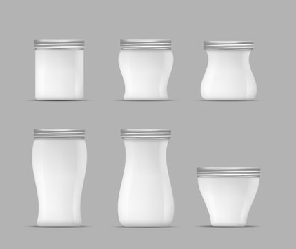 White glass jar with screw cap