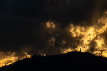 Le sommet du Galtz, Trois-Epis, Alsace, Vosges, le Christ bénissant la plaine d'Alsace