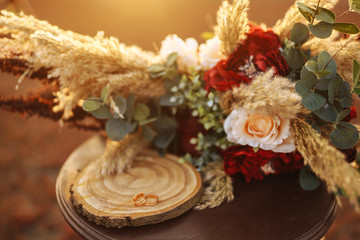 Amazing wedding rings in sunset light.  Boho style. 