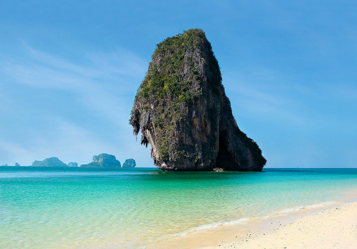 Koh Rang Nok Island view from Phra Nang Beach, Krabi Province, Thailand