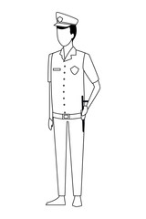 Police officer worker avatar in black and white