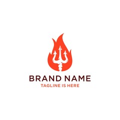 Vector of trident with flame fire logo design