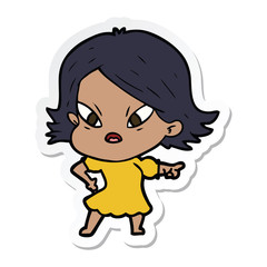 sticker of a cartoon stressed woman