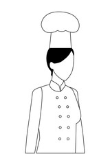 chef woman worker avatar in black and white