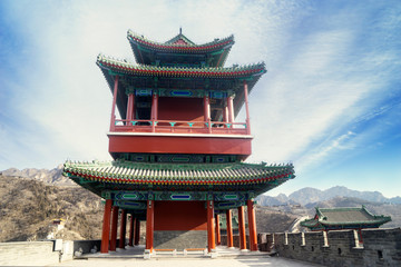 Beautiful ancient tower in Great Wall of China