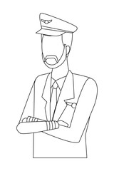 Airliner pilot worker avatar in black and white