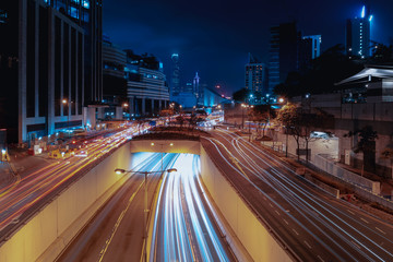 Fototapeta na wymiar Hong Kong night view and the traffic