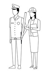 Jobs and professions avatar in black and white