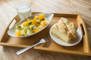 breakfast with fruit and cake