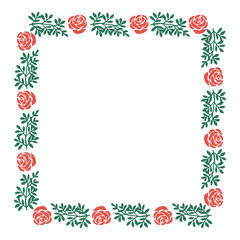 Vector illustration decor green leaf flower frame elegant for card hand drawn