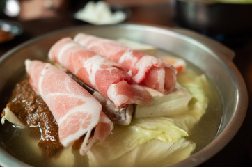 hot pot with vegetables and pork