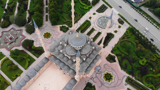 Flight over the city of Grozny. Chechen Republic.