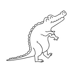 quirky line drawing cartoon crocodile