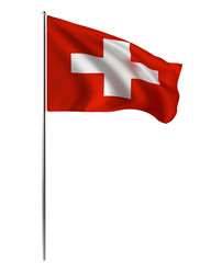 Waving flag of europe country on a silver pole
