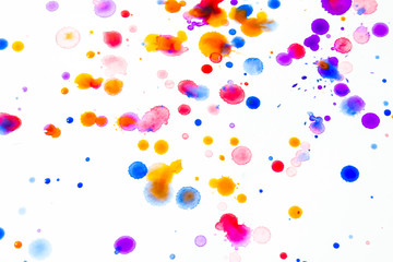 Watercolour Coloured Paint Drips Splatters and spots for Background