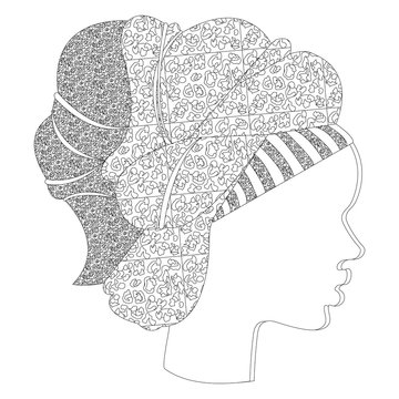 woman wearing patterned head wrap clip art preview
