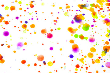 Watercolour Coloured Paint Drips Splatters and spots for Background