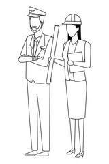 Jobs and professions avatar in black and white