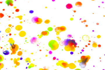 Watercolour Coloured Paint Drips Splatters and spots for Background