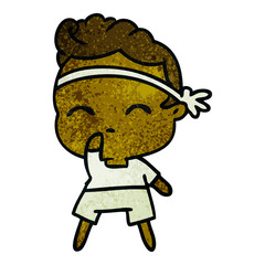 Obraz premium textured cartoon of kawaii cute fitness boy