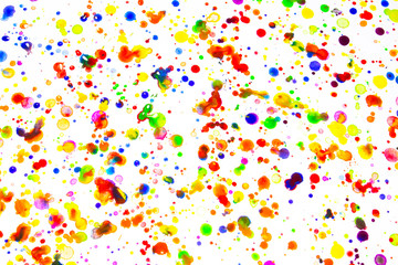 Watercolour Coloured Paint Drips Splatters and spots for Background