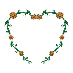 Vector illustration decoration green leafy floral frames hand drawn