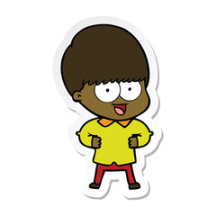 sticker of a happy cartoon boy