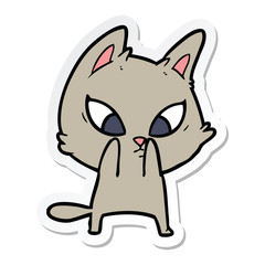 sticker of a confused cartoon cat