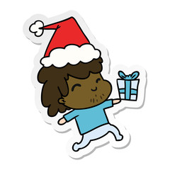 christmas sticker cartoon of kawaii boy
