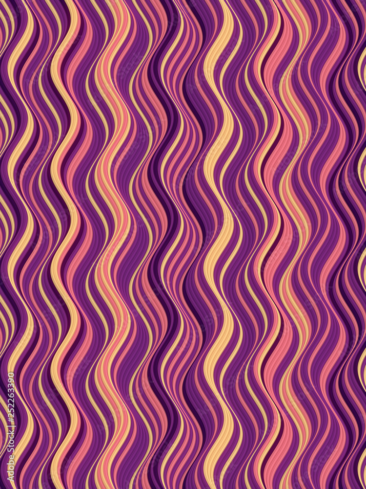 Aufkleber Colored Wavy Background. Dynamic Effect. Design Template. Modern Pattern. 3d rendering