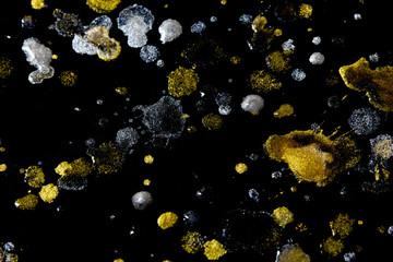 Metallic Coloured Paint Drips Splatters and spots for Background