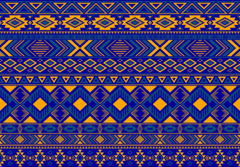 Ikat pattern tribal ethnic motifs geometric seamless vector background. Cool boho tribal motifs clothing fabric textile print traditional design with triangle and rhombus shapes.