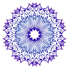 Mandala Pattern. Traditional Indian Mandala. Orient Tribal Circle Sign Illustration. Vector Illustration. Blue purple gradient
