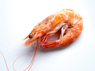 Boiled shrimp isolated on white background.