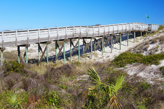 Boardwalk to the beach at Anastasia State Park near St. Augustine, Florida