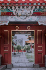 entrance of ancient temple in china 