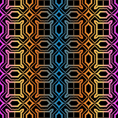 Geometric Pattern. Seamless Ornament. Vector Illustration. Rainbow black Color. For Design, Invitation Wedding, Valentine's, Background, Wallpaper