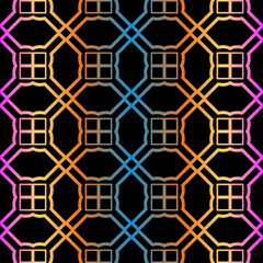 Geometric Pattern. Seamless Ornament. Vector Illustration. Rainbow black Color. For Design, Invitation Wedding, Valentine's, Background, Wallpaper