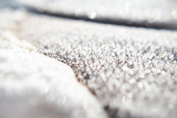 top view: texture of frozen ice floes in winter, snow background