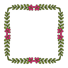 Vector illustration banner pink flower frame for card hand drawn