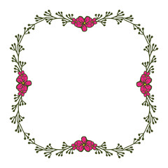 Vector illustration banner pink flower frame for card hand drawn