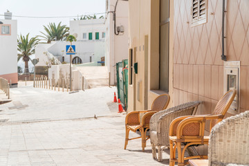 Couple of chairs on the street of Morro Jable, Fuerteventura