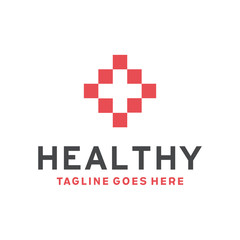 Obraz premium Healthy Pixel App Logo Vector Graphic Design