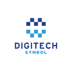 Letter H Technology Pixel  Symbol Logo Design