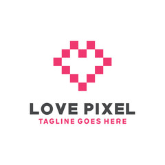 Obraz premium Love Pixel Symbol Logo Design
