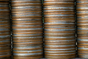 close up of stacks of coins - Concept finance investment.