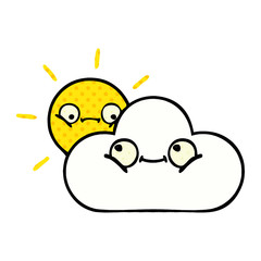 comic book style cartoon sunshine and cloud
