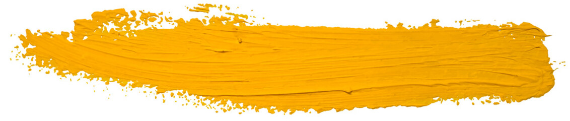 Vector gele olie penseelstreek. Abstracte vernis splash trace vorm. Glanzende olieverf uitstrijkje lange lijn op witte achtergrond.