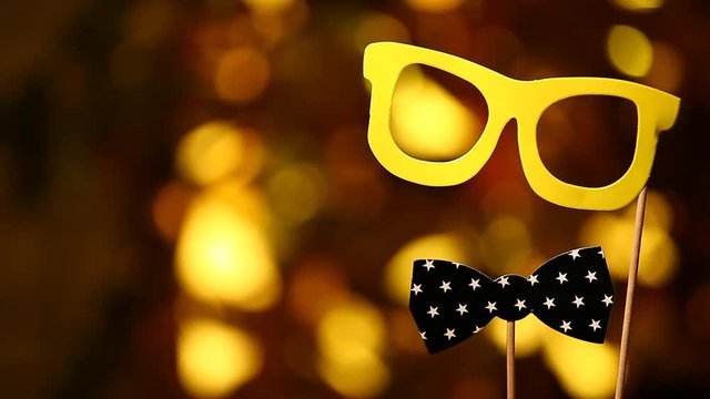  yellow party mask gold bokeh nobody hd footage 